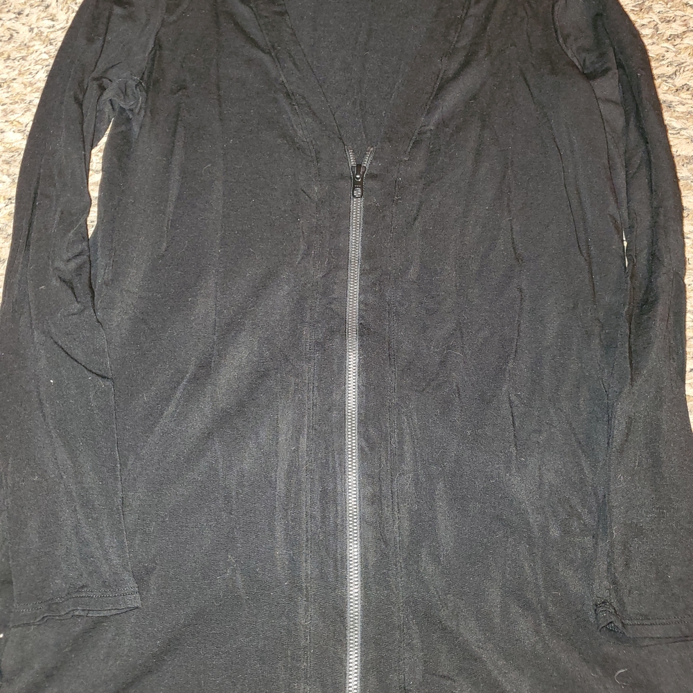 Eileen Fisher Black Zip-Front Lightweight Cardigan